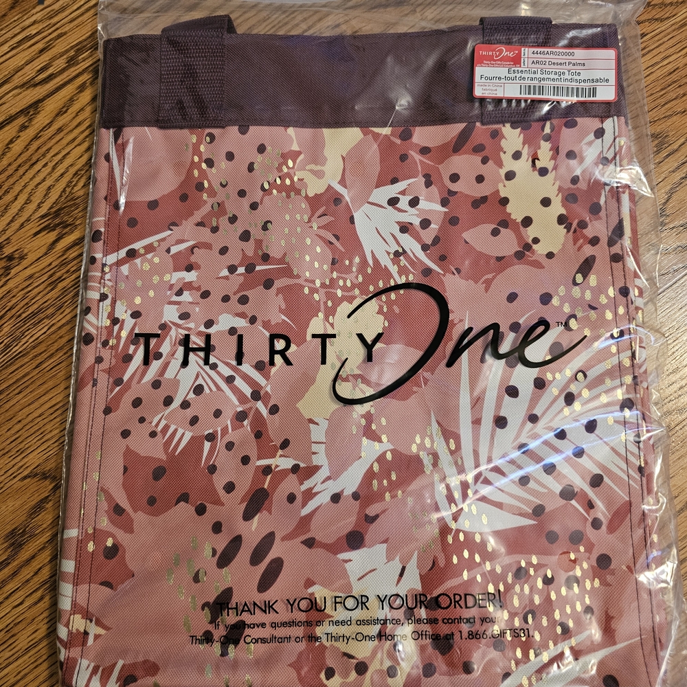 Thirty-One Abstract Pink and Gold Tote